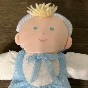Vintage Eden Blue Terrycloth Boy Doll Plush 10" Blond Lovey Stuffed Toy